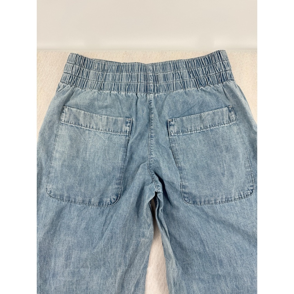 We The Free Breezy Pull On Pants Blue Denim Elastic Waist Boho Resort Women Med - Picture 9 of 11
